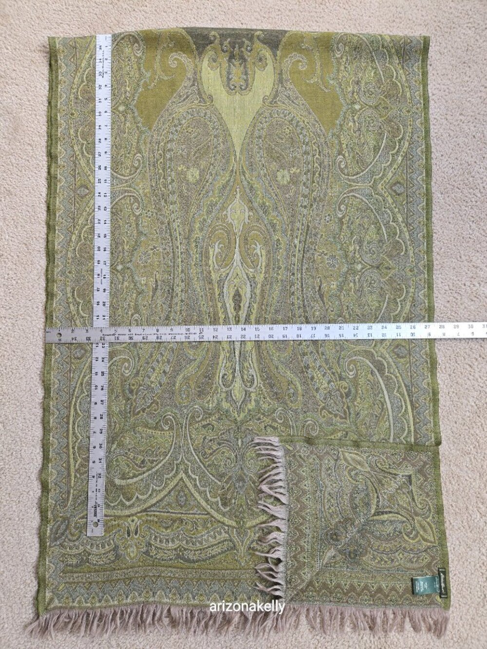 Eddie Bauer 100% Wool Woven Scarf Green - Picture 4 of 10